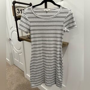No Comment Striped Ribbed Tee Shirt Dress Size M